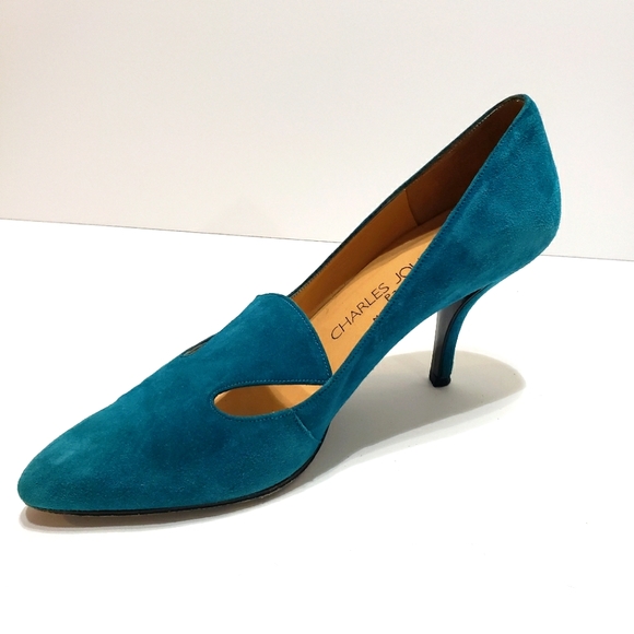 Charles Jourdan Green Suede Pumps Heel Shoes Sz 7 - Picture 14 of 14